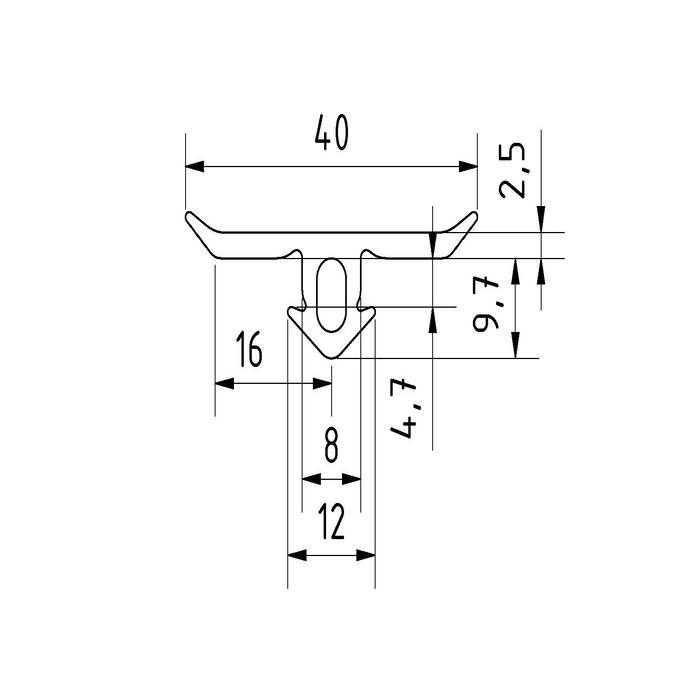 LCP Dichtungsprofil I-Typ Nut 8 (~1m)