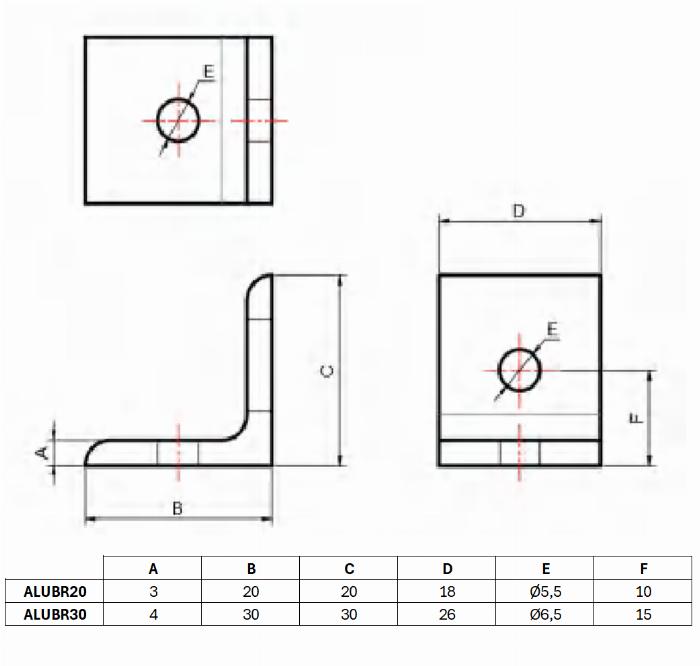 Konzol Alu elox 30x30