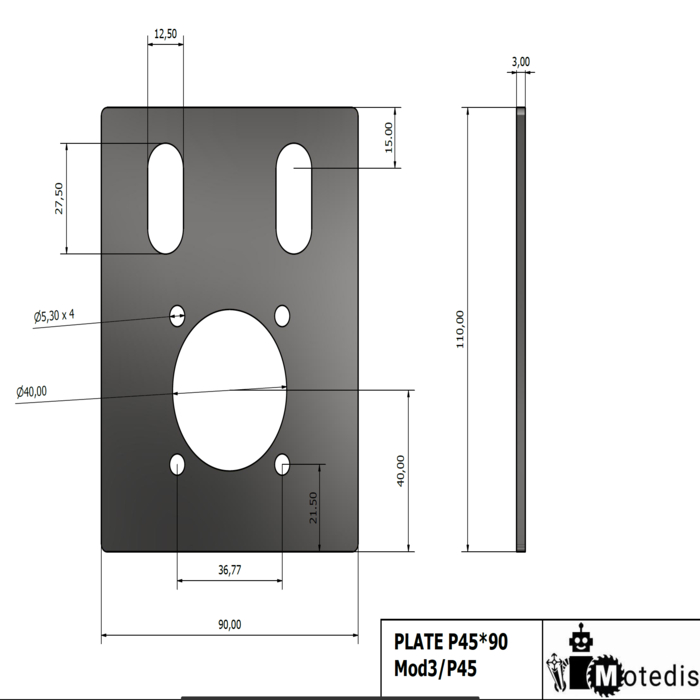 Lemez hajtóm?tartó ZDE60 profilhoz 45x90 Lézeres vágás t=3mm